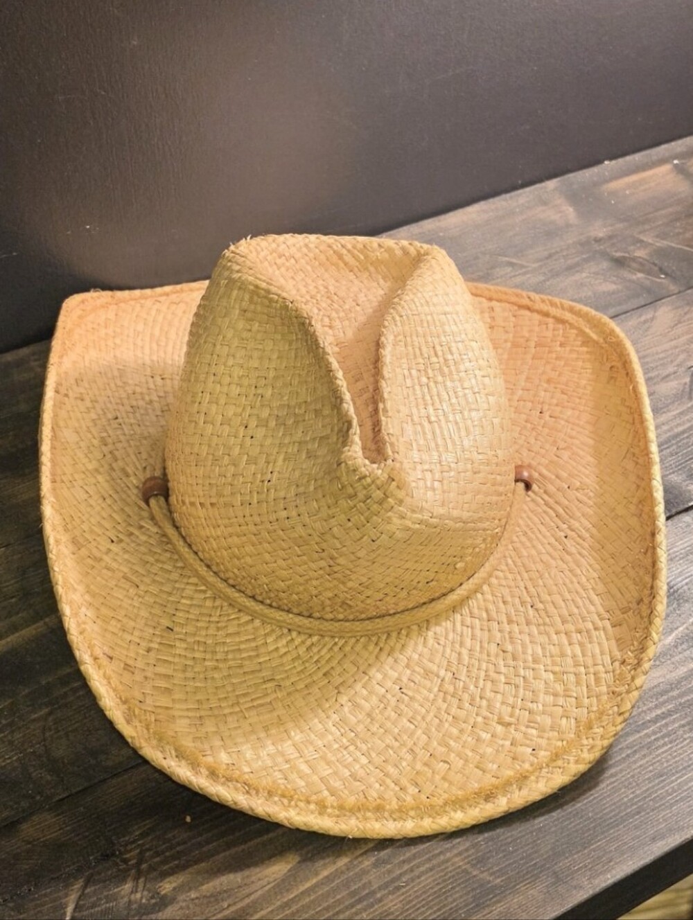 Shady Brady Orange Straw Cowboy Hat Size M Hand Made USA Raffia Western Rodeo